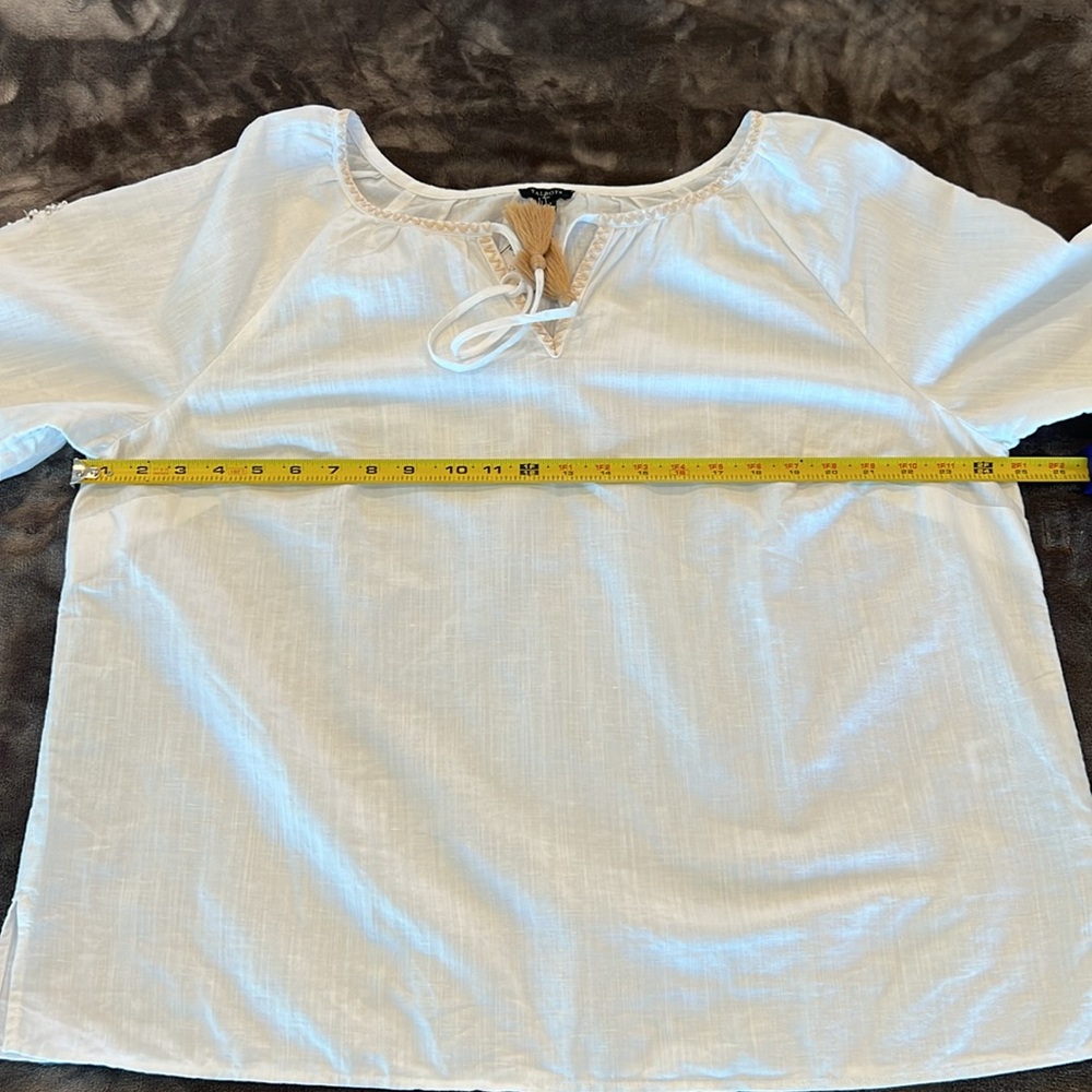 🎉Host Pick🎉Talbots Palm Embellished Linen Cotton Popover - Size 1X - Picture 8 of 15